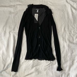 Black Urban Outfitters Sandy mesh button down top